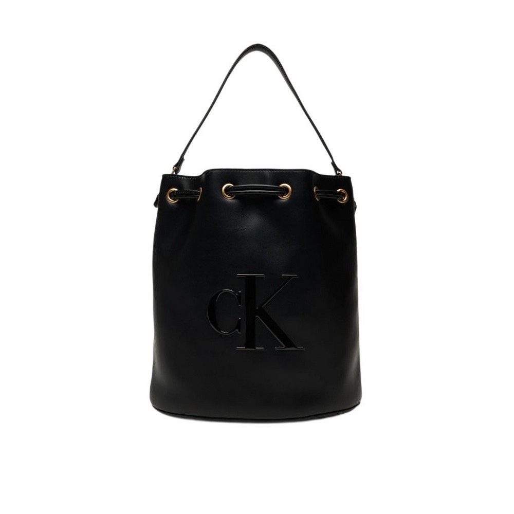 CALVIN KLEIN RAISED CK LARGE BUCKET BAG ΤΣΑΝΤΑ ΓΥΝΑΙΚΕΙΑ BLACK