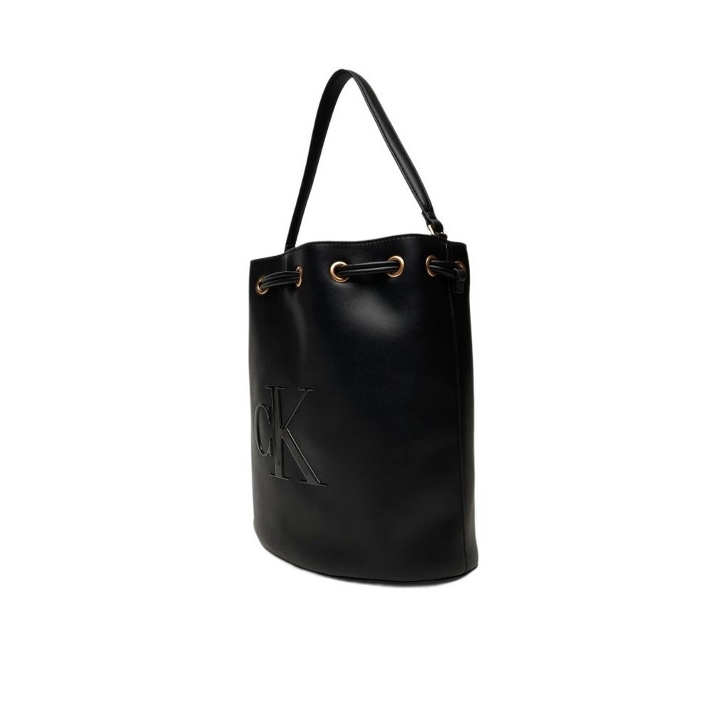 CALVIN KLEIN RAISED CK LARGE BUCKET BAG ΤΣΑΝΤΑ ΓΥΝΑΙΚΕΙΑ BLACK