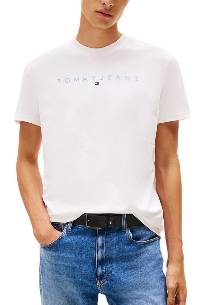 TOMMY JEANS REG LINEAR LOGO TEE EXT T-SHIRT ΜΠΛΟΥΖΑ ΑΝΔΡΙΚΗ OFF WHITE