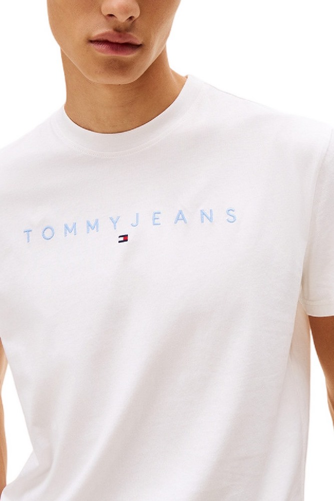 TOMMY JEANS REG LINEAR LOGO TEE EXT T-SHIRT ΜΠΛΟΥΖΑ ΑΝΔΡΙΚΗ OFF WHITE
