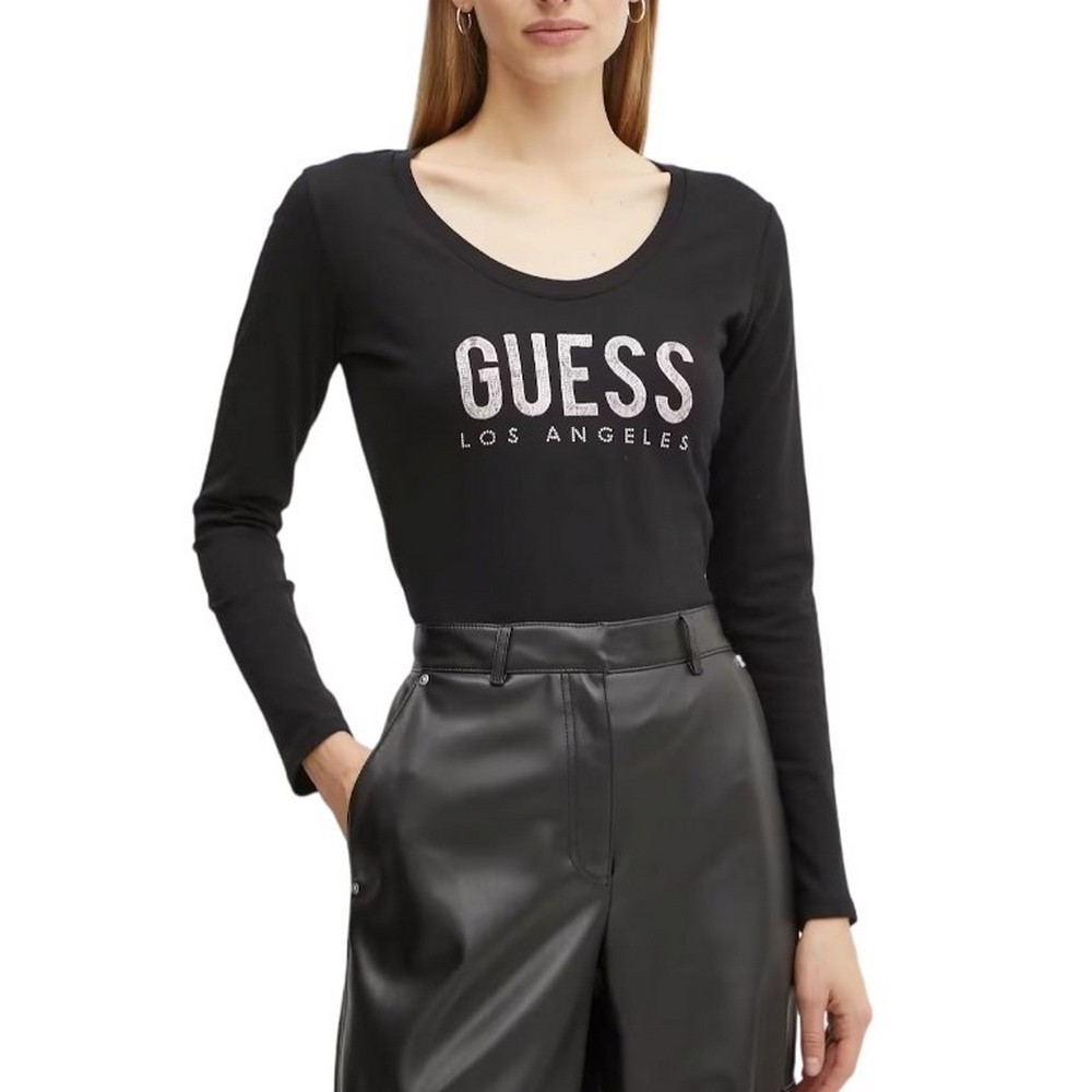 GUESS LS CN PYTHON LOGO TEE ΜΠΛΟΥΖΑ ΓΥΝΑΙΚΕΙΑ BLACK