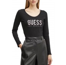 GUESS LS CN PYTHON LOGO TEE ΜΠΛΟΥΖΑ ΓΥΝΑΙΚΕΙΑ BLACK