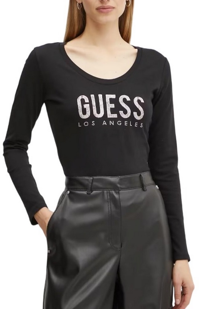 GUESS LS CN PYTHON LOGO TEE ΜΠΛΟΥΖΑ ΓΥΝΑΙΚΕΙΑ BLACK