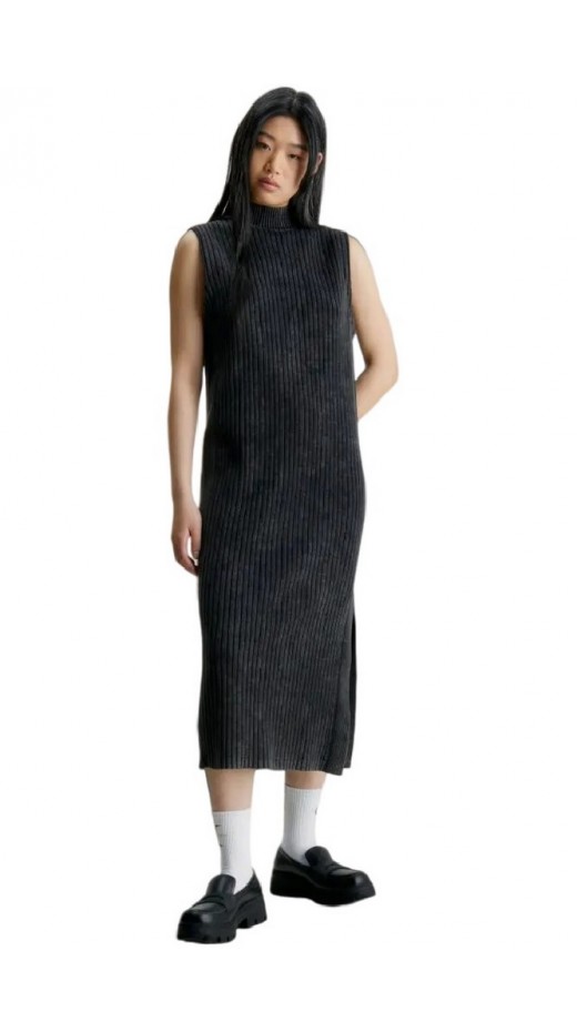 CALVIN KLEIN JEANS WASHED LONG SWEATER DRESS ΦΟΡΕΜΑ ΓΥΝΑΙΚΕΙΟ DARK GREY