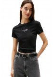 TOMMY JEANS SLIM ESS LOGO 1 TEE EXT T-SHIRT ΜΠΛΟΥΖΑ ΓΥΝΑΙΚΕΙΑ BLACK