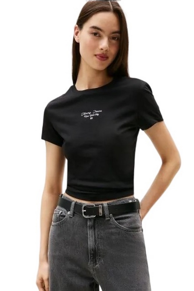 TOMMY JEANS SLIM ESS LOGO 1 TEE EXT T-SHIRT ΜΠΛΟΥΖΑ ΓΥΝΑΙΚΕΙΑ BLACK