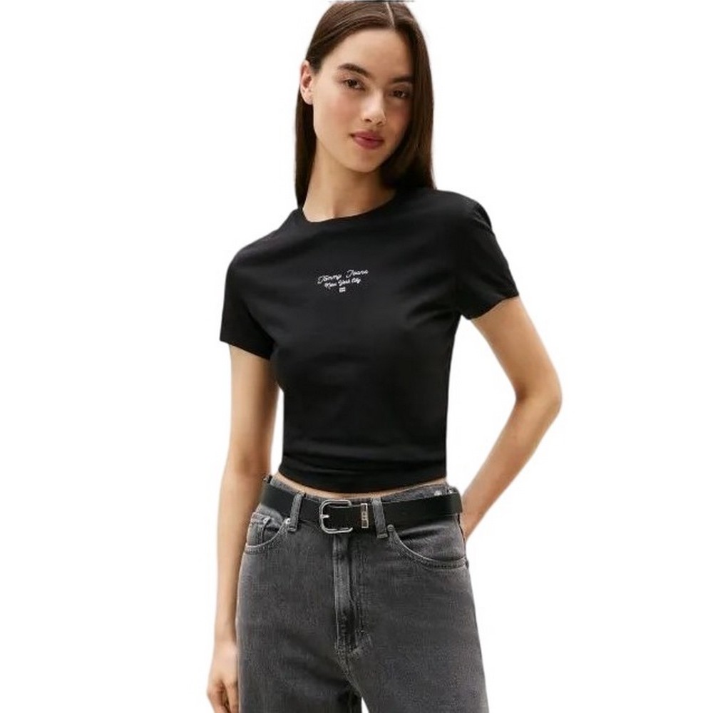 TOMMY JEANS SLIM ESS LOGO 1 TEE EXT T-SHIRT ΜΠΛΟΥΖΑ ΓΥΝΑΙΚΕΙΑ BLACK