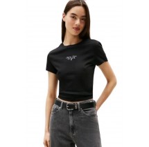 TOMMY JEANS SLIM ESS LOGO 1 TEE EXT T-SHIRT ΜΠΛΟΥΖΑ ΓΥΝΑΙΚΕΙΑ BLACK
