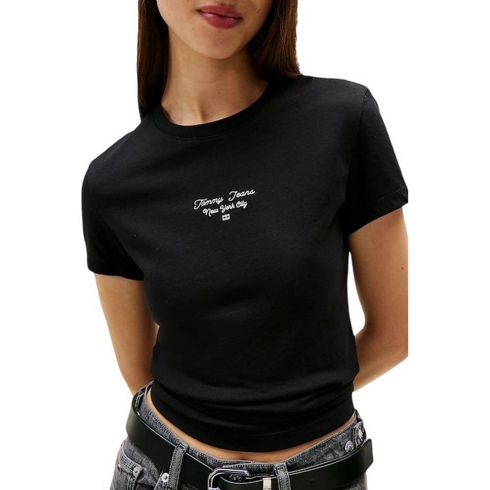 TOMMY JEANS SLIM ESS LOGO 1 TEE EXT T-SHIRT ΜΠΛΟΥΖΑ ΓΥΝΑΙΚΕΙΑ BLACK