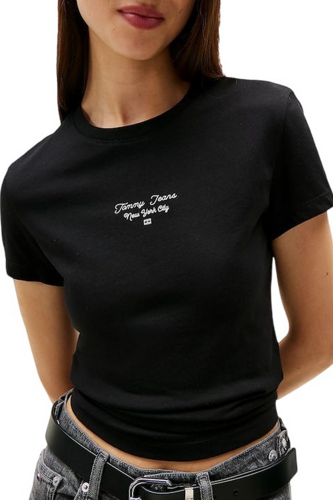 TOMMY JEANS SLIM ESS LOGO 1 TEE EXT T-SHIRT ΜΠΛΟΥΖΑ ΓΥΝΑΙΚΕΙΑ BLACK