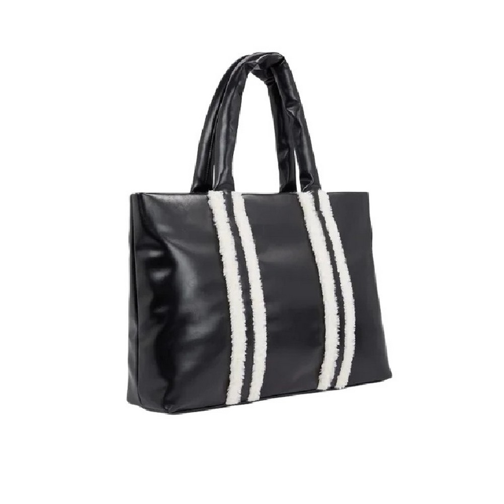 TOMMY HILFIGER TJW COSY UP MED TOTE SHERPA ΤΣΑΝΤΑ ΓΥΝΑΙΚΕΙΑ BLACK