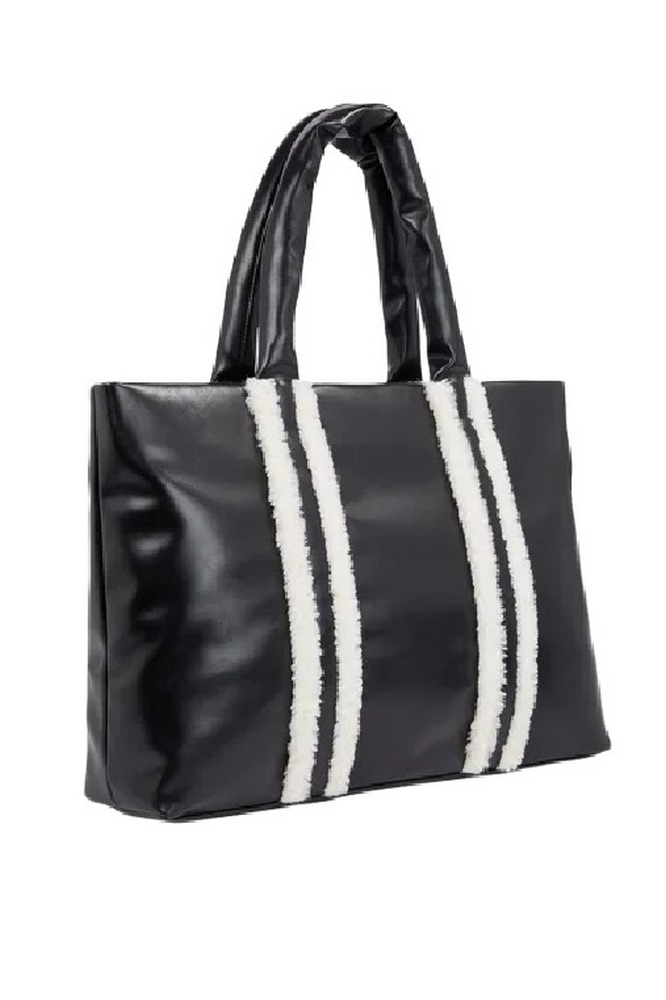 TOMMY HILFIGER TJW COSY UP MED TOTE SHERPA ΤΣΑΝΤΑ ΓΥΝΑΙΚΕΙΑ BLACK