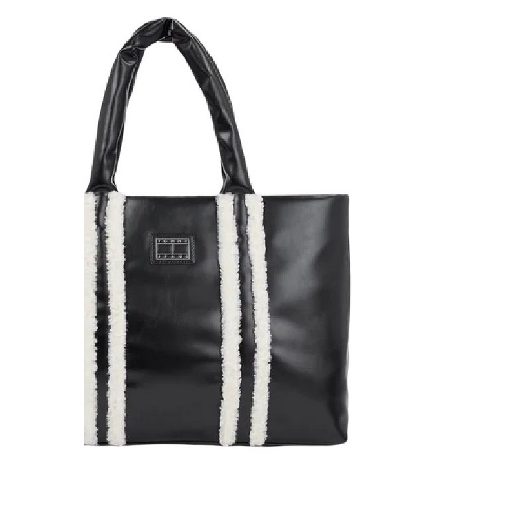 TOMMY HILFIGER TJW COSY UP MED TOTE SHERPA ΤΣΑΝΤΑ ΓΥΝΑΙΚΕΙΑ BLACK