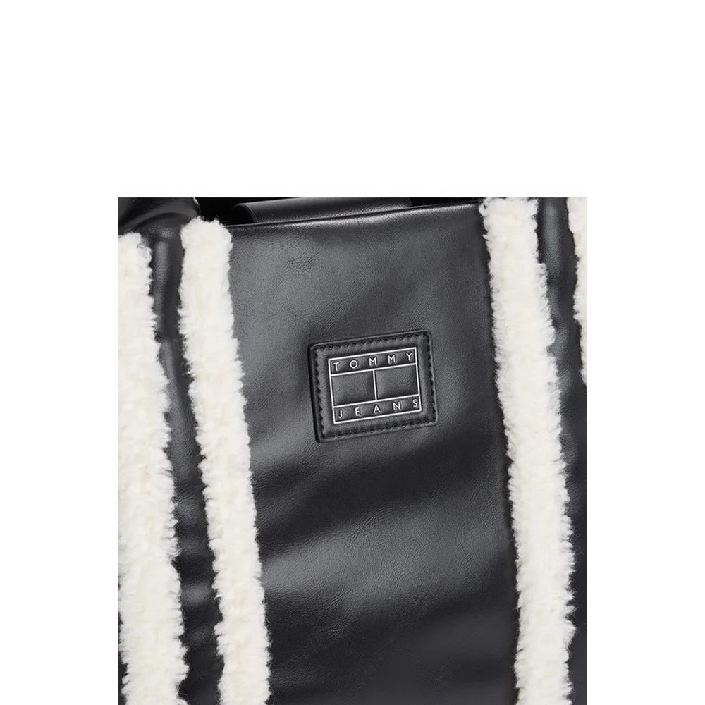 TOMMY HILFIGER TJW COSY UP MED TOTE SHERPA ΤΣΑΝΤΑ ΓΥΝΑΙΚΕΙΑ BLACK