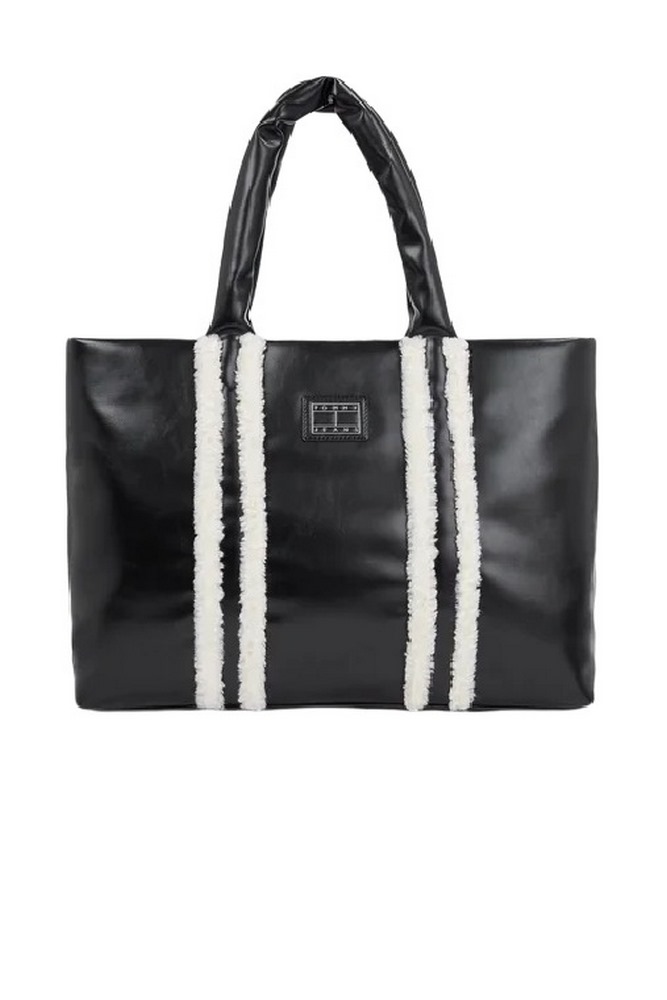 TOMMY HILFIGER TJW COSY UP MED TOTE SHERPA ΤΣΑΝΤΑ ΓΥΝΑΙΚΕΙΑ BLACK