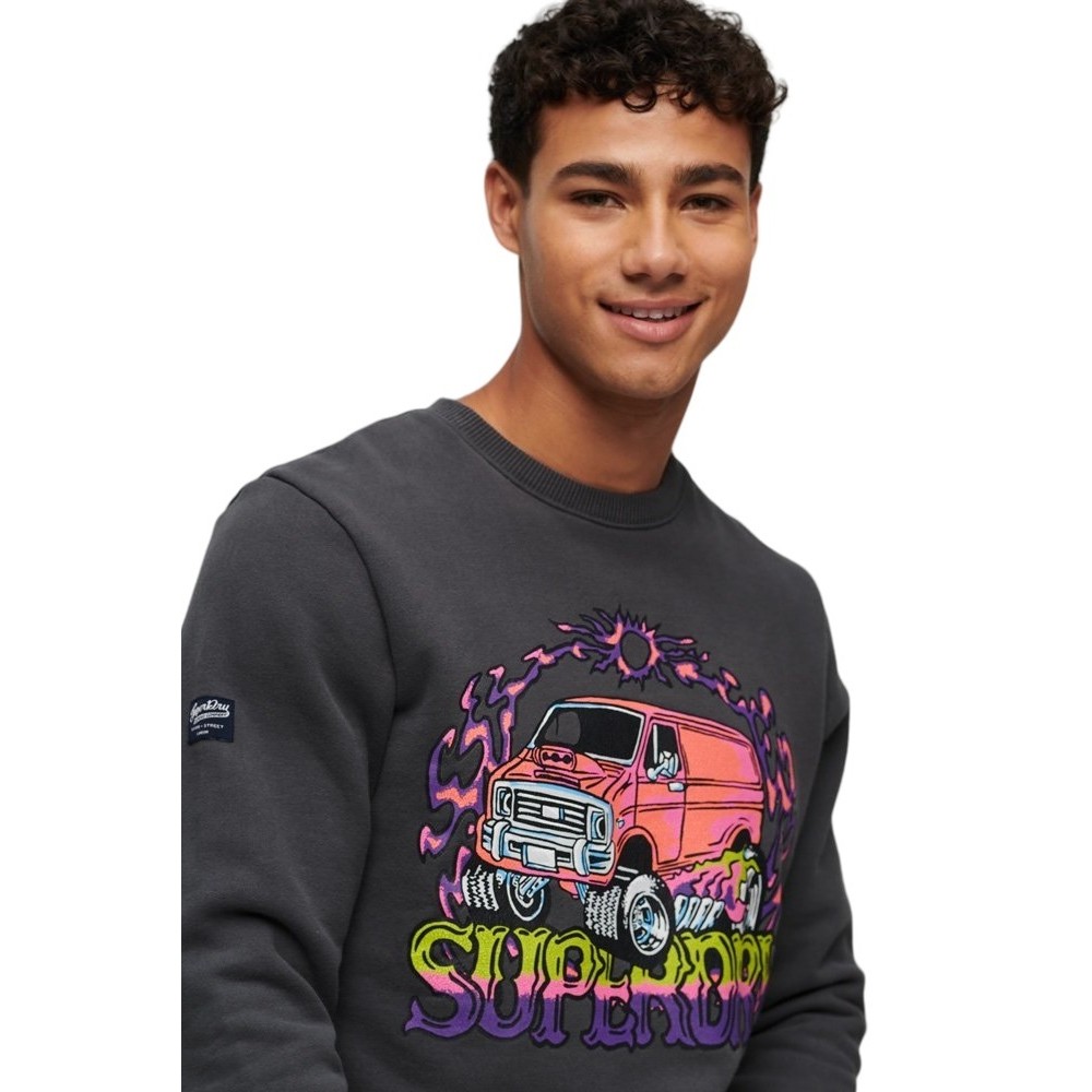 SUPERDRY  MOTOR RETRO GRAPHIC SWEATSHIRT ΜΠΛΟΥΖΑ ΦΟΥΤΕΡ ΑΝΔΡΙΚΗ GREY