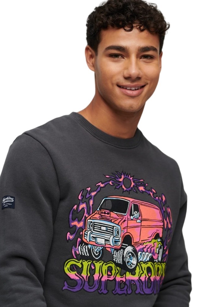 SUPERDRY D3 OVIN MOTOR RETRO GRAPHIC SWEATSHIRT ΜΠΛΟΥΖΑ ΦΟΥΤΕΡ ΑΝΔΡΙΚΗ GREY