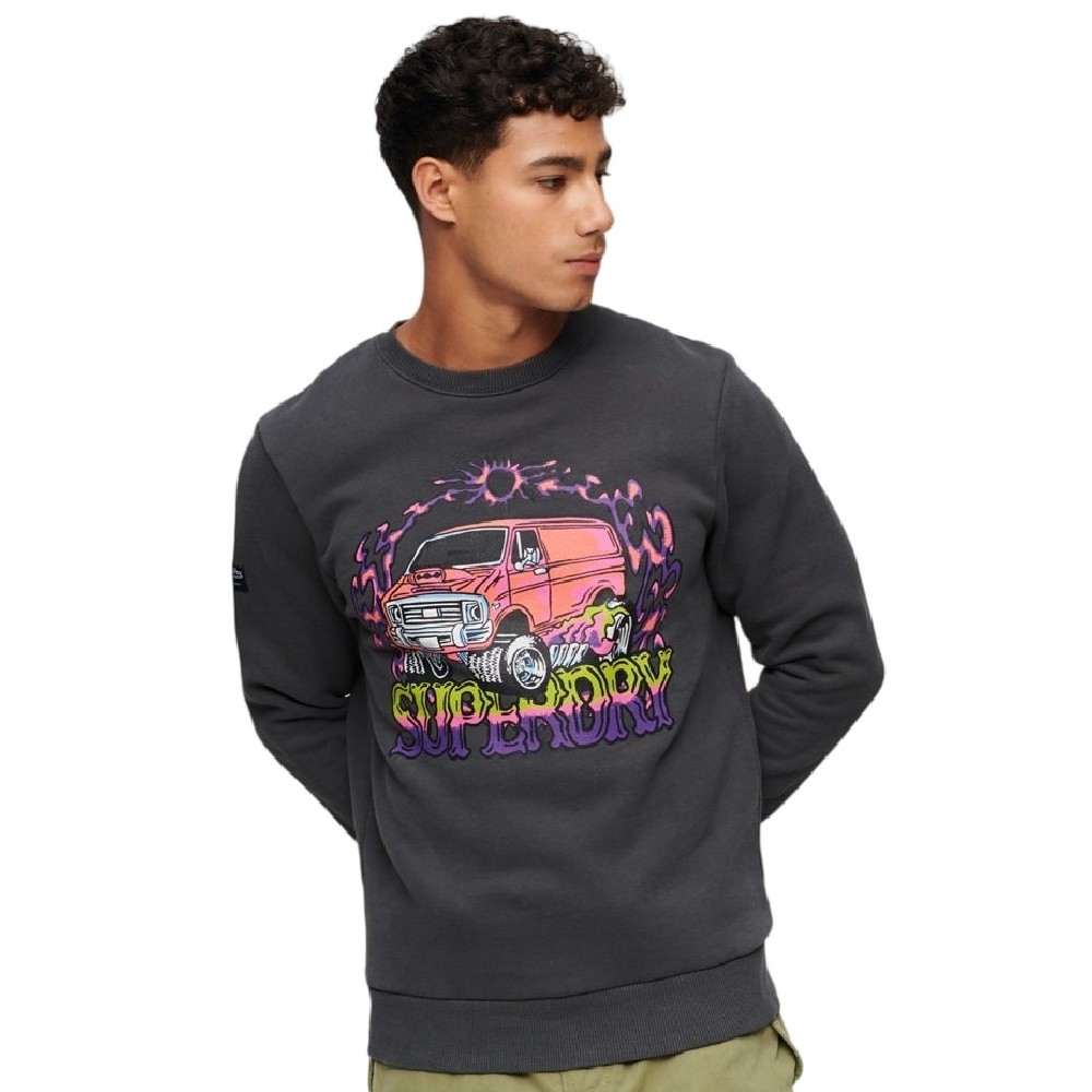 SUPERDRY  MOTOR RETRO GRAPHIC SWEATSHIRT ΜΠΛΟΥΖΑ ΦΟΥΤΕΡ ΑΝΔΡΙΚΗ GREY