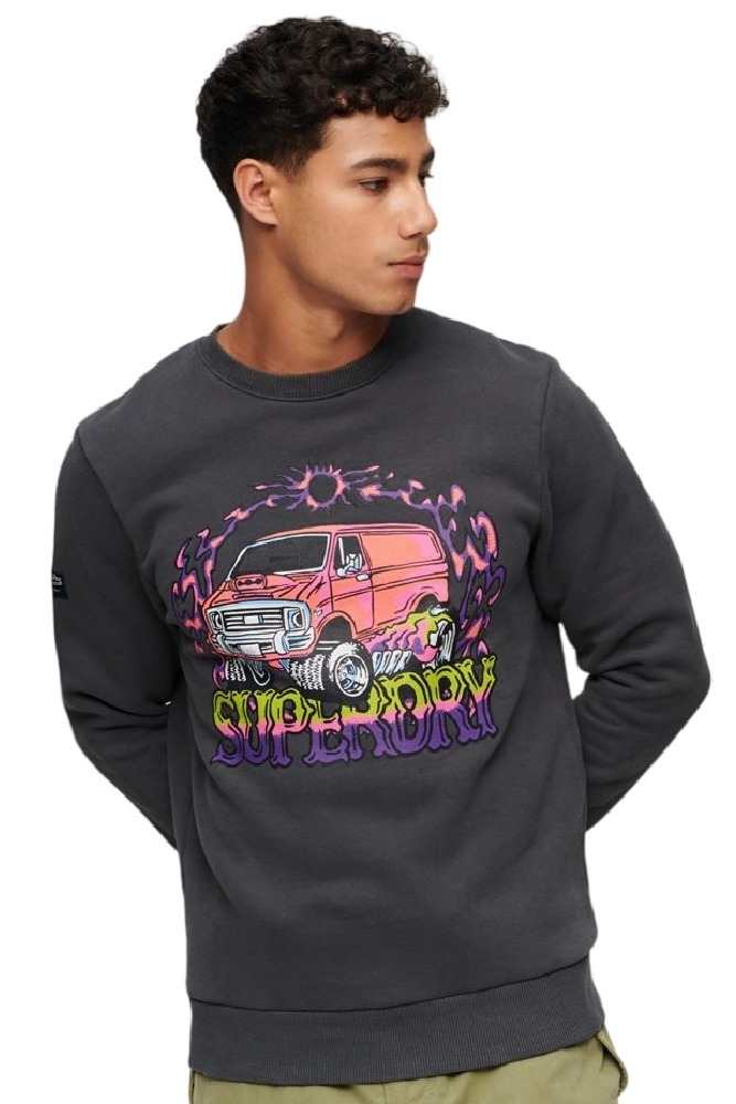 SUPERDRY D3 OVIN MOTOR RETRO GRAPHIC SWEATSHIRT ΜΠΛΟΥΖΑ ΦΟΥΤΕΡ ΑΝΔΡΙΚΗ GREY