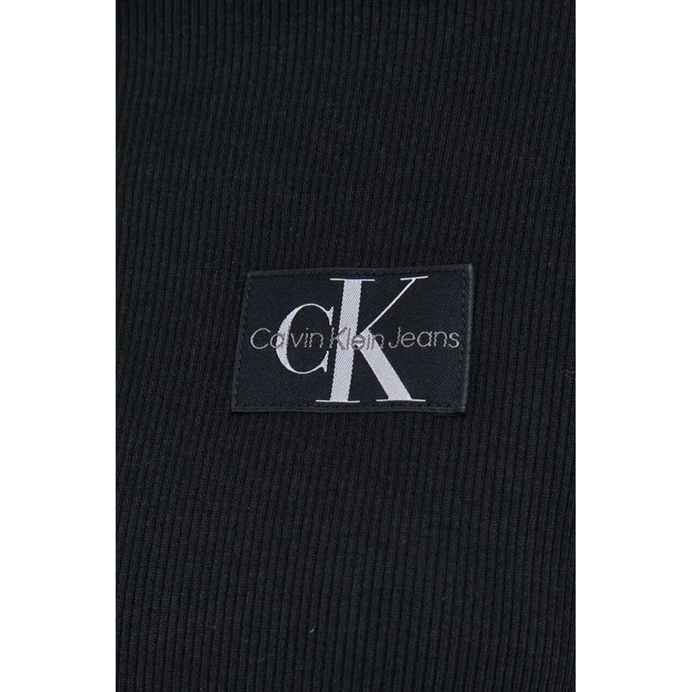 CALVIN KLEIN WOVEN LABEL RIB LONG SLEEVE ΜΠΟΛΟΥΖΑ ΓΥΝΑΙΚΕΙΑ BLACK
