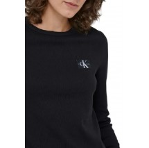 CALVIN KLEIN WOVEN LABEL RIB LONG SLEEVE ΜΠΟΛΟΥΖΑ ΓΥΝΑΙΚΕΙΑ BLACK
