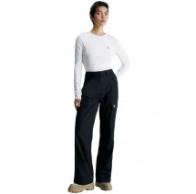 CALVIN KLEIN WOVEN LABEL RIB LONG SLEEVE ΜΠΟΛΟΥΖΑ ΓΥΝΑΙΚΕΙΑ WHITE