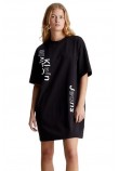 CALVIN KLEIN JEANS MULTI PLACEMENT LOGO DRESS ΦΟΡΕΜΑ ΓΥΝΑΙΚΕΙΟ BLACK