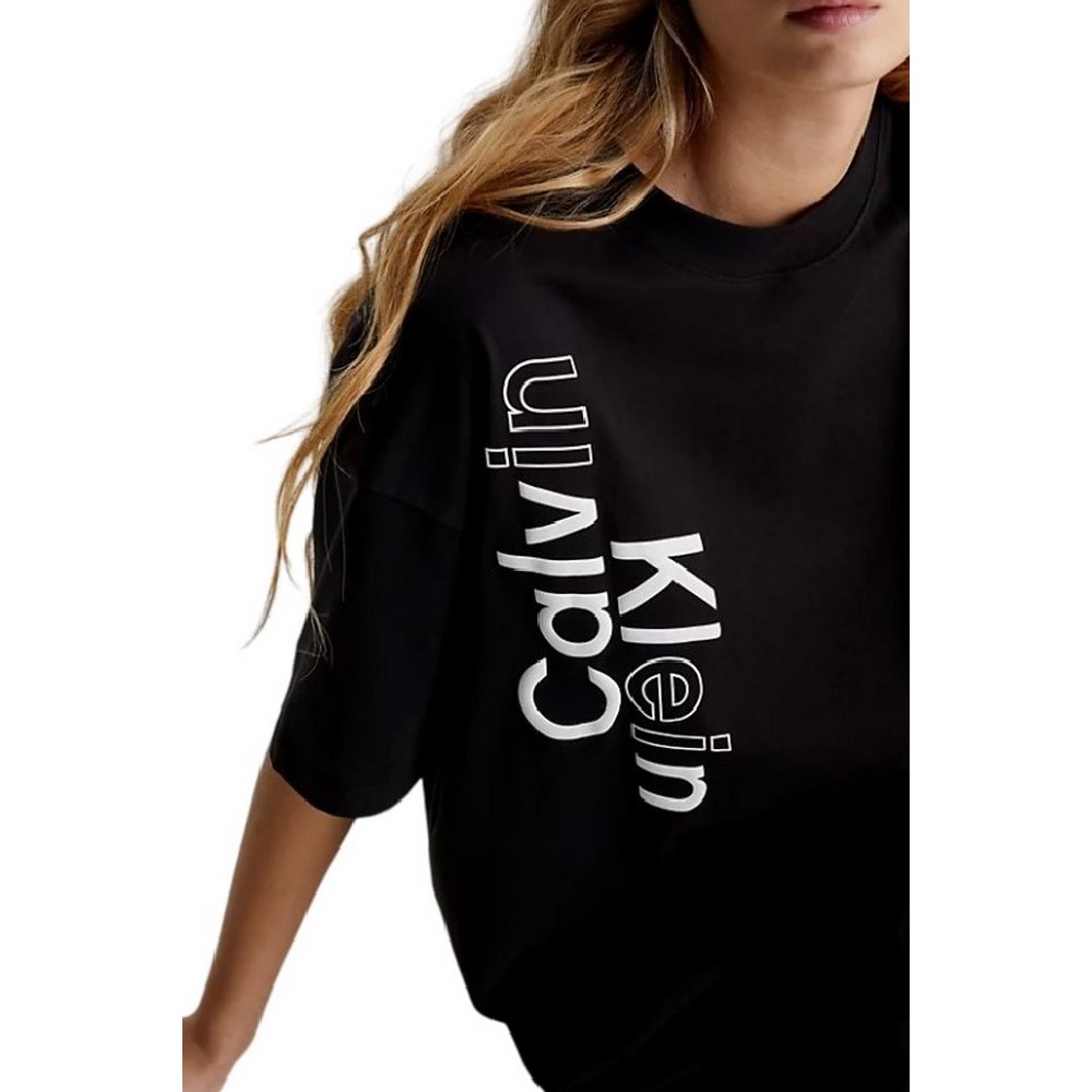 CALVIN KLEIN JEANS MULTI PLACEMENT LOGO DRESS ΦΟΡΕΜΑ ΓΥΝΑΙΚΕΙΟ BLACK