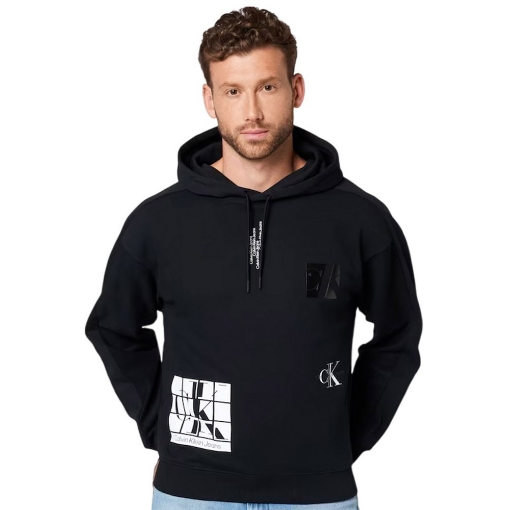 CALVIN KLEIN JEANS URBAN MULTI GRAPHIC HOODIE ΜΠΛΟΥΖΑ ΦΟΥΤΕΡ ΑΝΔΡΙΚΗ BLACK