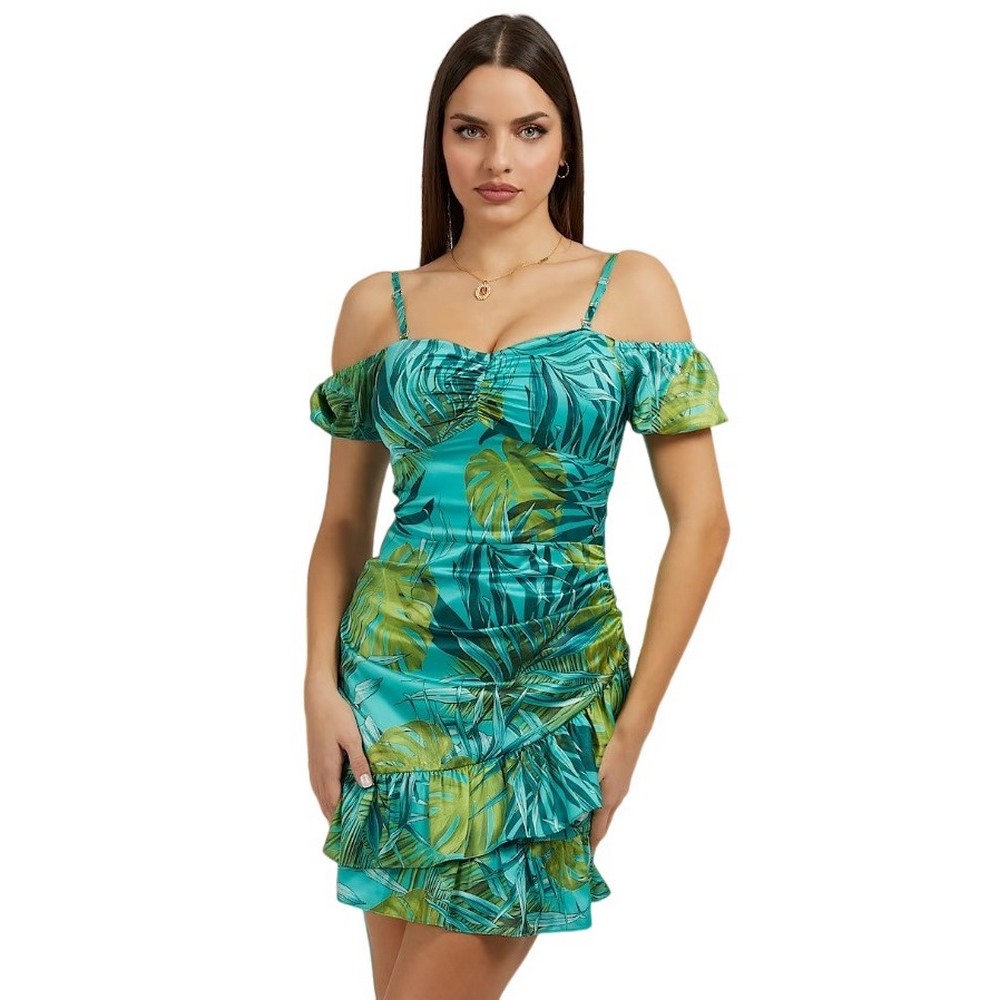 GUESS SS ALVA MINI DRESS ΦΟΡΕΜΑ ΓΥΝΑΙΚΕΙΟ GREEN