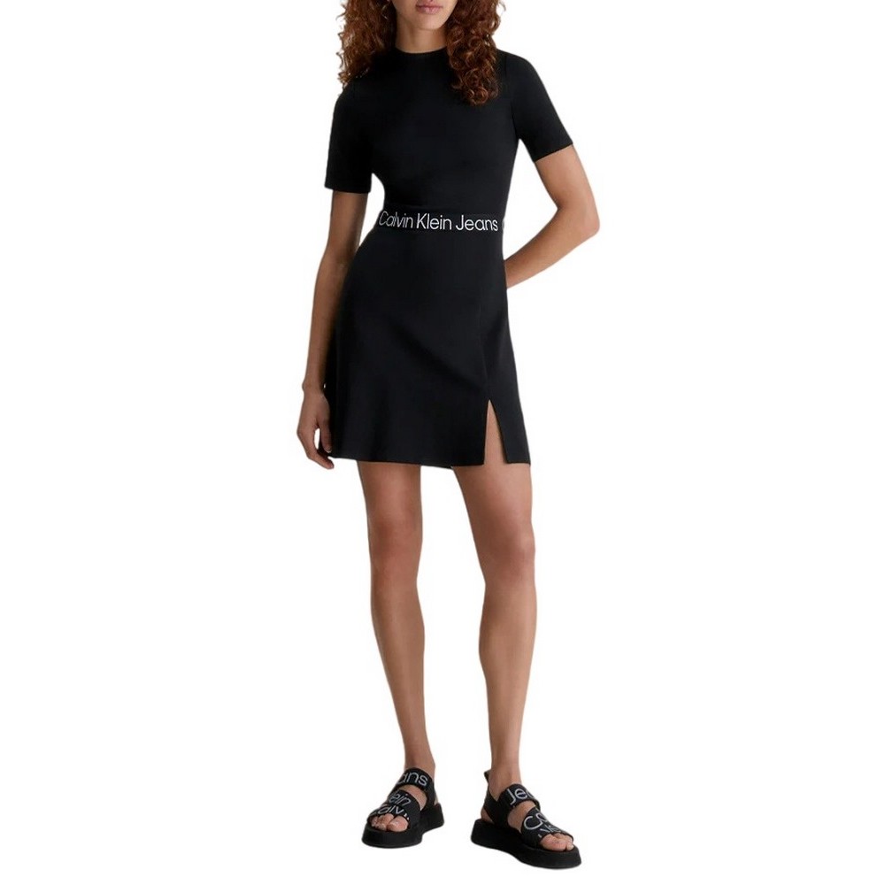 CALVIN KLEIN JEANS TAPE MILANO SHORT SLEEVE DRESS ΦΟΡΕΜΑ ΓΥΝΑΙΚΕΙΟ BLACK