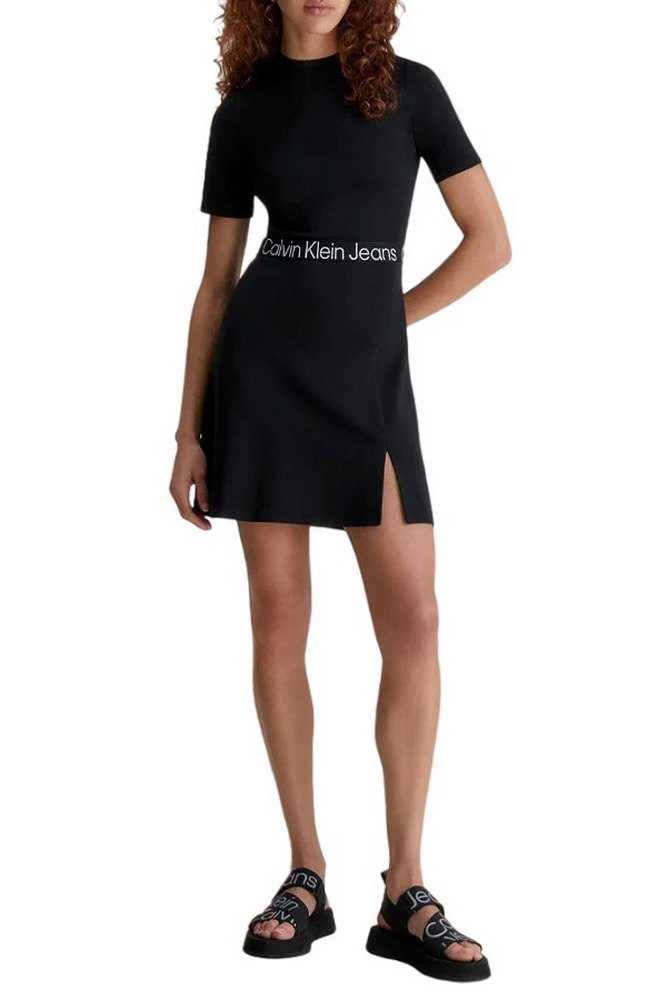 CALVIN KLEIN JEANS TAPE MILANO SHORT SLEEVE DRESS ΦΟΡΕΜΑ ΓΥΝΑΙΚΕΙΟ BLACK