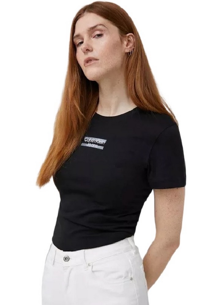CALVIN KLEIN JEANS STRIPE LOGO SHORT SLEEVE T-SHIRT ΓΥΝΑΙΚΕΙΟ BLACK