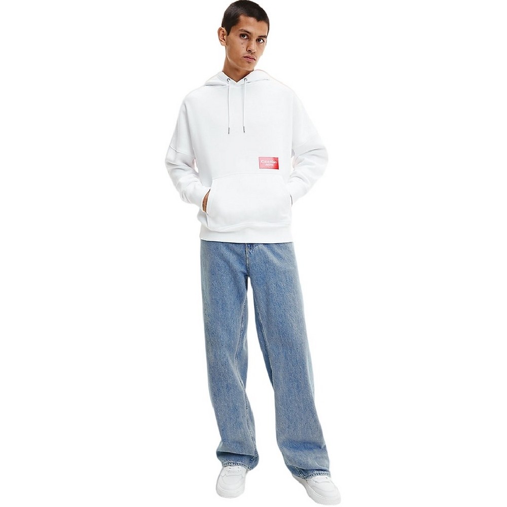 CALVIN KLEIN JEANS BOLD LOGO COLORBLOCK HOODIE ΜΠΛΟΥΖΑ ΦΟΥΤΕΡ ΑΝΔΡΙΚΗ WHITE