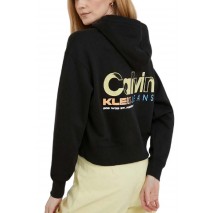 CALVIN KLEIN JEANS COLORFUL ARTWORK CROPPED HOODIE ΜΠΛΟΥΖΑ ΦΟΥΤΕΡ ΓΥΝΑΙΚΕΙΑ BLACK