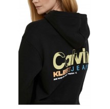 CALVIN KLEIN JEANS COLORFUL ARTWORK CROPPED HOODIE ΜΠΛΟΥΖΑ ΦΟΥΤΕΡ ΓΥΝΑΙΚΕΙΑ BLACK