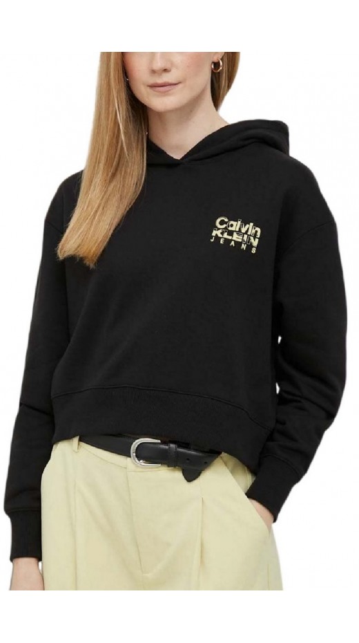 CALVIN KLEIN JEANS COLORFUL ARTWORK CROPPED HOODIE ΜΠΛΟΥΖΑ ΦΟΥΤΕΡ ΓΥΝΑΙΚΕΙΑ BLACK