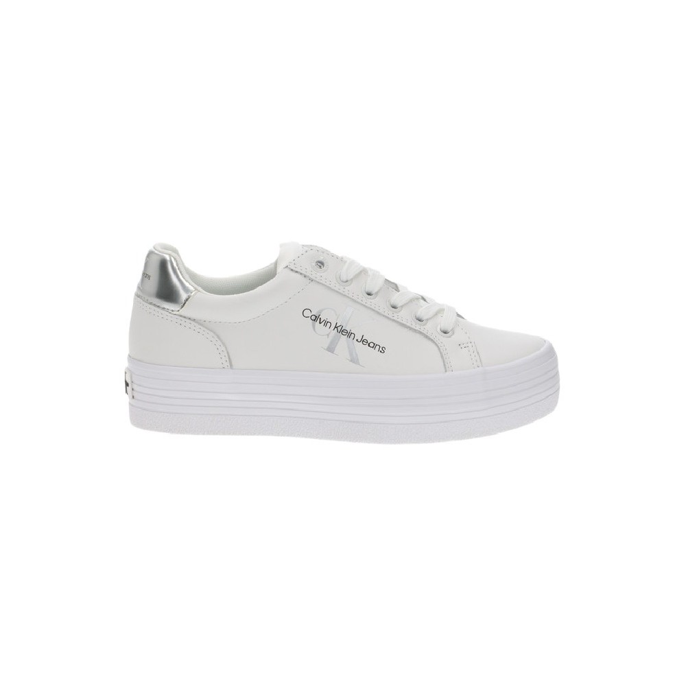 CALVIN KLEIN JEANS VULC FLATFORM LACEUP LTH REFL WN ΠΑΠΟΥΤΣΙ ΓΥΝΑΙΚΕΙΟ WHITE