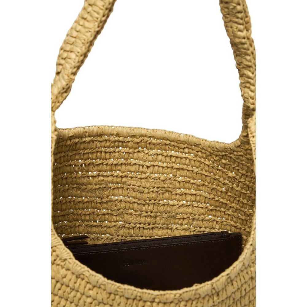 CALVIN KLEIN BOLD CK RAFFIA LG SHOULDER BAG ΤΣΑΝΤΑ ΓΥΝΑΙΚΕΙΑ NATURAL