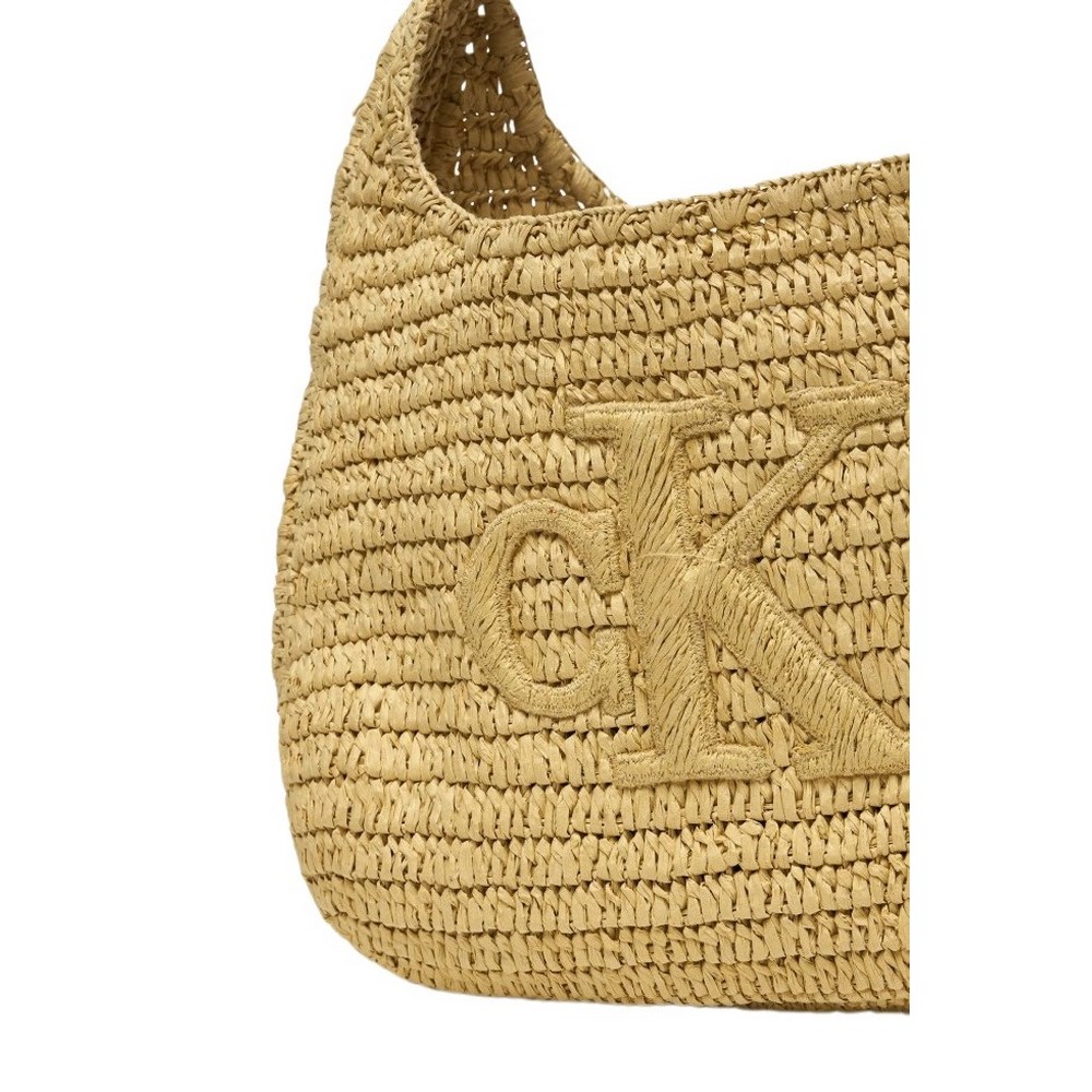 CALVIN KLEIN BOLD CK RAFFIA LG SHOULDER BAG ΤΣΑΝΤΑ ΓΥΝΑΙΚΕΙΑ NATURAL