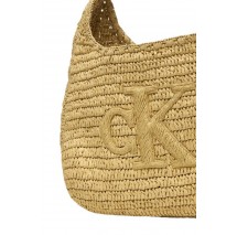 CALVIN KLEIN BOLD CK RAFFIA LG SHOULDER BAG ΤΣΑΝΤΑ ΓΥΝΑΙΚΕΙΑ NATURAL