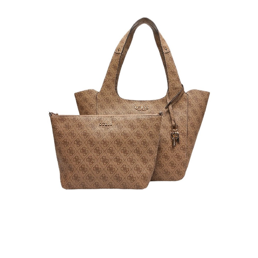 GUESS CALISTA 2 IN 1 TOTE ΤΣΑΝΤΑ ΓΥΝΑΙΚΕΙΑ LATTE