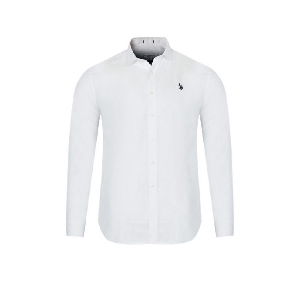 U.S.POLO ZED 000191 EH03 SHIRT LS SLIM FIT ΠΟΥΚΑΜΙΣΟ ΑΝΔΡΙΚΟ WHITE