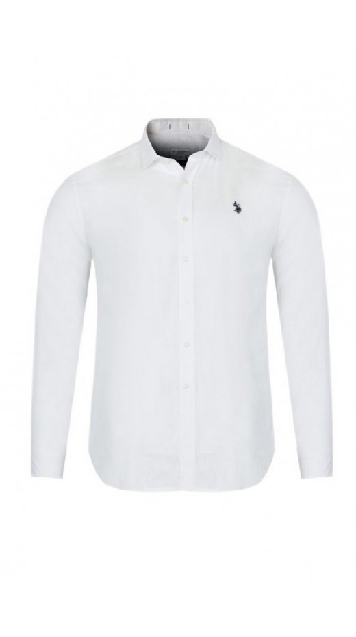 U.S.POLO ZED 000191 EH03 SHIRT LS SLIM FIT ΠΟΥΚΑΜΙΣΟ ΑΝΔΡΙΚΟ WHITE