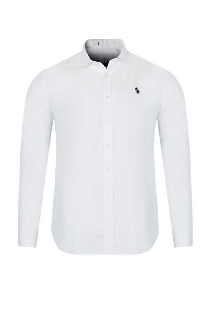 U.S.POLO ZED 000191 EH03 SHIRT LS SLIM FIT ΠΟΥΚΑΜΙΣΟ ΑΝΔΡΙΚΟ WHITE