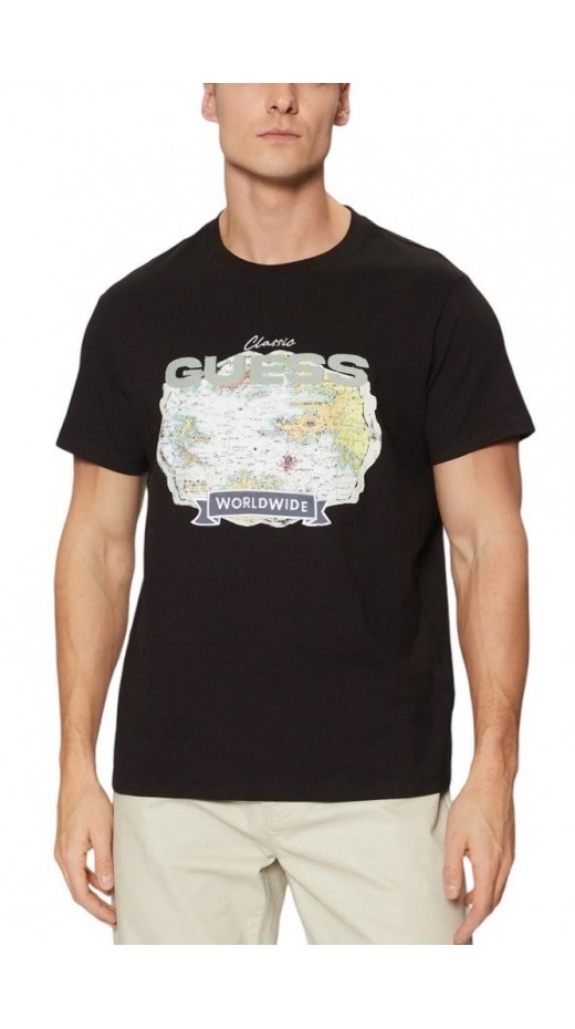 GUESS SS CN GUESS PLANISPHERE T-SHIRT TEE ΜΠΛΟΥΖΑ ΑΝΔΡΙΚΗ BLACK