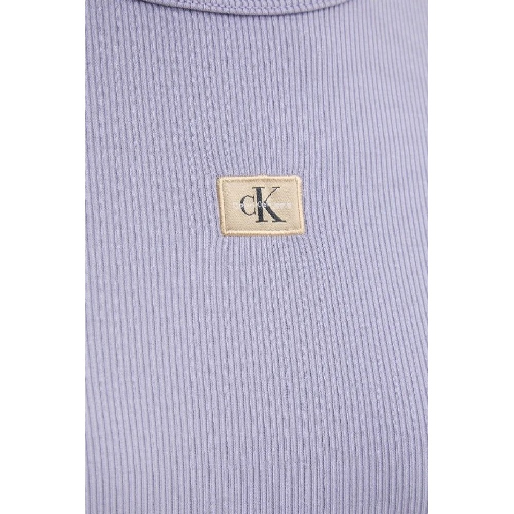 CALVIN KLEIN JEANS WASHED WOVEN LABEL RIB FIT TEE T-SHIRT ΜΠΛΟΥΖΑ ΓΥΝΑΙΚΕΙΑ VIOLET