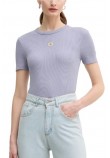 CALVIN KLEIN JEANS WASHED WOVEN LABEL RIB FIT TEE T-SHIRT ΜΠΛΟΥΖΑ ΓΥΝΑΙΚΕΙΑ VIOLET