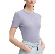 CALVIN KLEIN JEANS WASHED WOVEN LABEL RIB FIT TEE T-SHIRT ΜΠΛΟΥΖΑ ΓΥΝΑΙΚΕΙΑ VIOLET