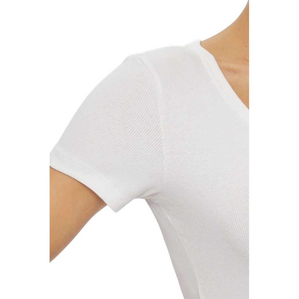 TOMMY JEANS SLIM ESSENTIAL RIB V SS T-SHIRT ΜΠΛΟΥΖΑ ΓΥΝΑΙΚΕΙΑ WHITE